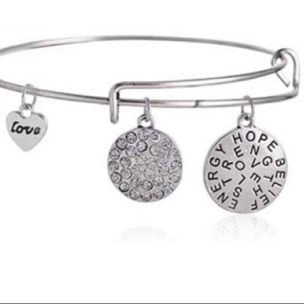Rhinestone Round Heart Letter Bracelet(Sold Out)